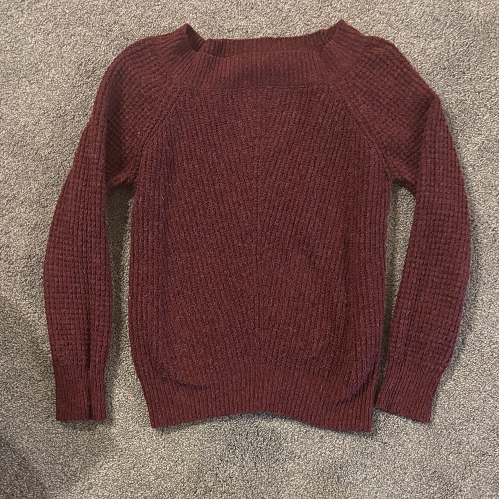 LOFT Maroon Crew Neck Sweater